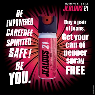 Women’s wear brand Jealous 21 offers free pepper spray J21 with Jeans