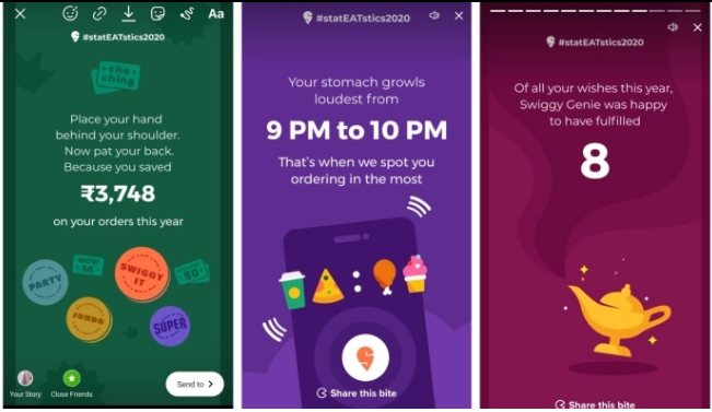 Swiggy StatEATstics 2020 allows users to trace their personal ordering behavior