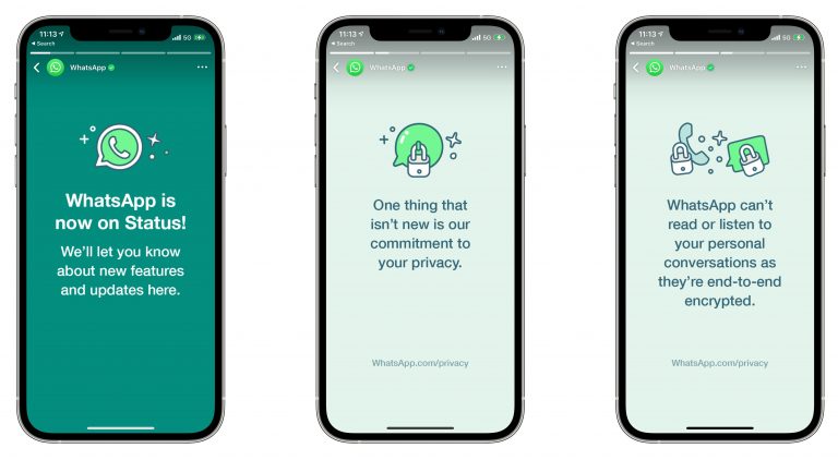 New Privacy Policy of WhatsApp updates through status messages