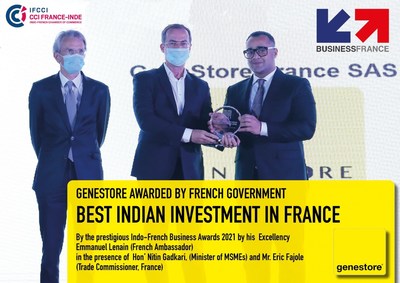 Boost to France India Relations: Indian-origin Diagnostics company GeneStore awarded as best investment in France