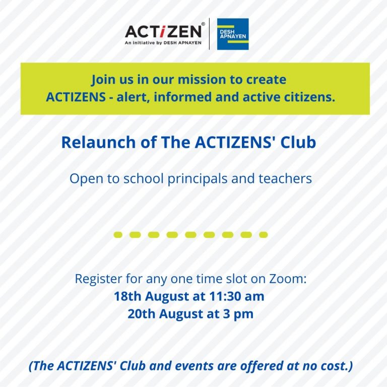 Desh Apnayen Sahayog Foundation announces the Relaunch of The ACTIZENS’ Club