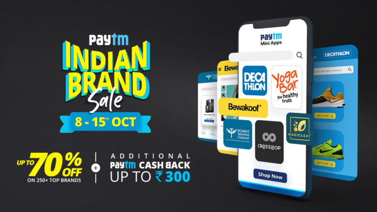 Paytm launches the Indian Brand Sale with deals and discounts on products on its Mini App Store