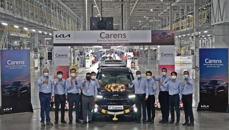 The First Kia Carens, rolled out from Anantapur Plant