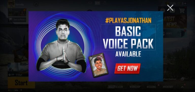 Last chance to grab the Jonathan voice pack in BATTLEGROUNDS MOBILE INDIA!