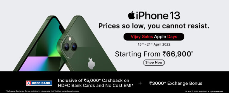The much-awaited Apple Days sale is back on Vijay SaleseCommerce and retail stores from 15th April; Exciting deals on iPhone SE 3rd Gen & newest Green & Alpine Green colours