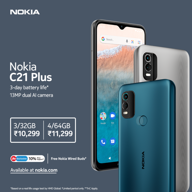 Nokia C21 Plus launched across Retail stores & Ecommerce in India