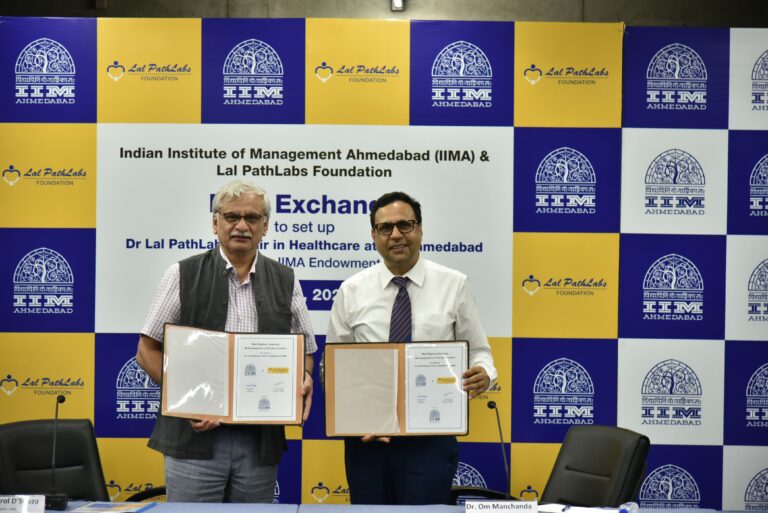 IIMA and Lal Pathlabs Foundation collaborate to set up a Research Chair in Healthcare