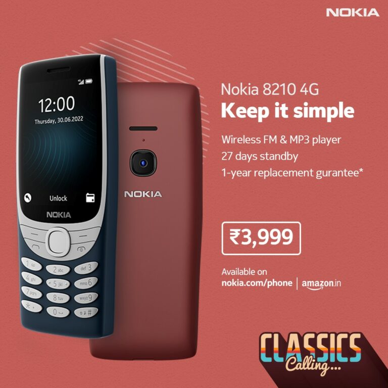 Nokia 8210 4G launched in India – a Classic icon, Reborn with 4G and Modern Essentials