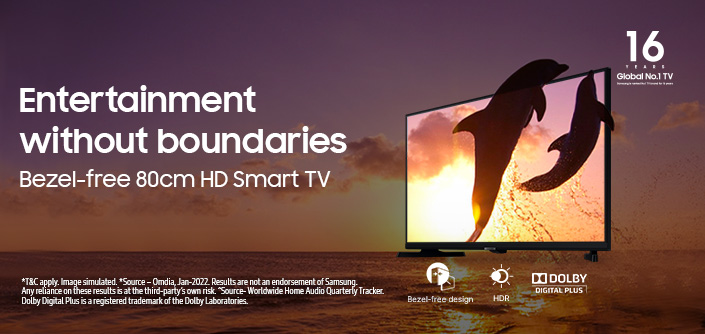 Bring Home Samsung’s All-New 32-inch HD TV with Three-Side Bezel-Less Display for an Undisrupted Content Viewing Experience