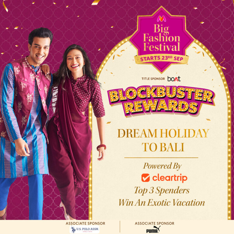 Cleartrip partners with Myntra to reward top 3 spenders of Big Fashion Festival with an all expense paid Bali trip