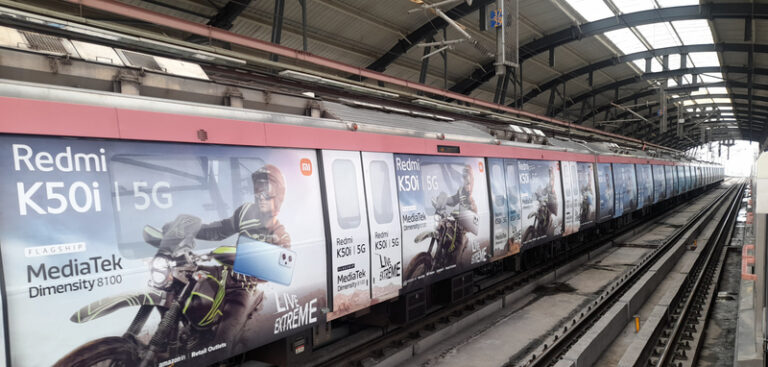 Redmi K50I powered by MediaTek creates Extreme Presence at Delhi Metro Pink Line Metro