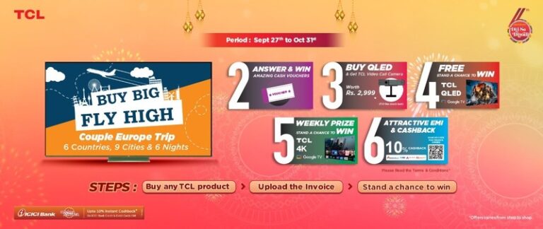 TCL India celebrates its 6th Anniversary with Dil Se Diwali #TCLBuyBigFlyHigh campaign, invites customers to avail  6 exciting offers