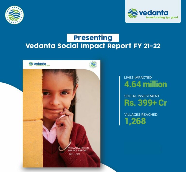 Vedanta’s CSR spends jumps up by 24%, spent INR 399 crore in FY22