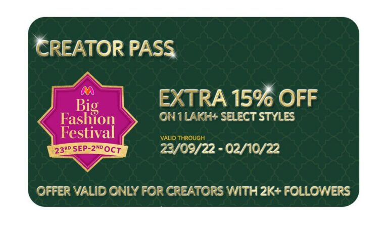 Myntra’s ‘Creator Pass’ is witnessing significant adoption from emerging Content Creators this Big Fashion Festival
