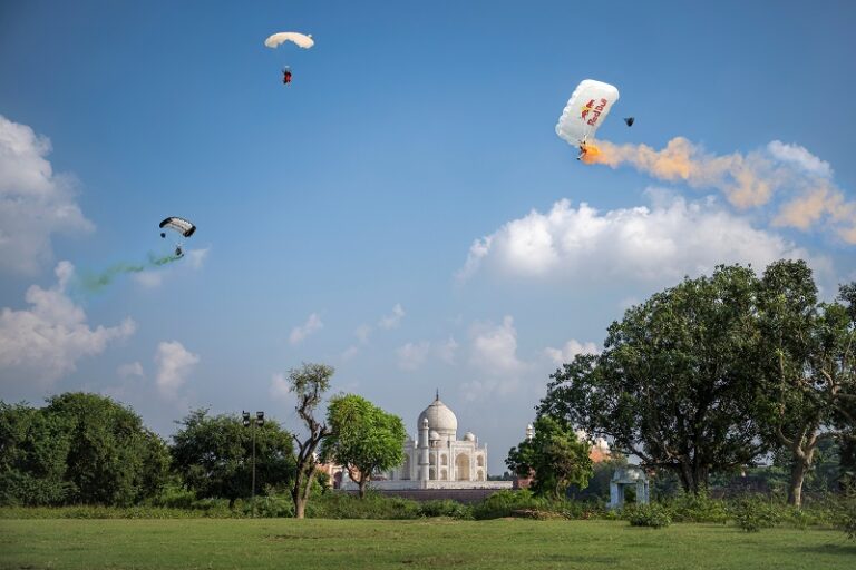 Check out the Ultimate Wingsuit Fly-By of the Taj Mahal, one of the Seven Wonders of the World, organised by Red Bull India