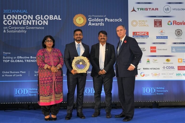 Cummins India Limited wins the prestigious Golden Peacock Sustainability Award 2022