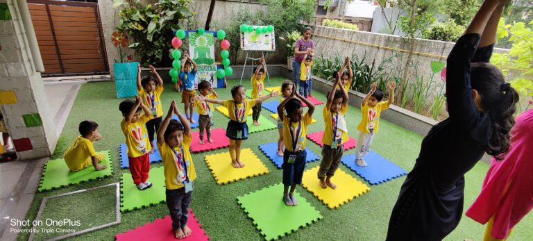 EuroKids centre at Vesu, Surat celebrating International Day of Yoga
