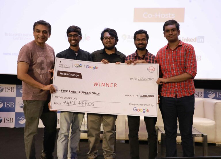 Guru Bhat Google with the hackathon winners