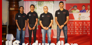 L-R -- Kalaivani Srinivasan (Boxing), Priya H Mohan (Relay), Mohanraj J. (CEO, Duroflex) & Sreeshankar Murali (Long Jump)