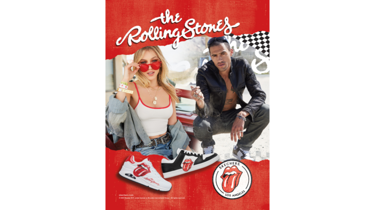 The new Skechers x The Rolling Stones sneaker collection pairs the band's legendary logo with the footwear brand's signature comfort technologies