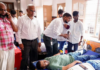 Hyderabad MP Asaduddin Owaisi participates in a mega blood donation camp organised by Thalassemia and Sickle Cell Society