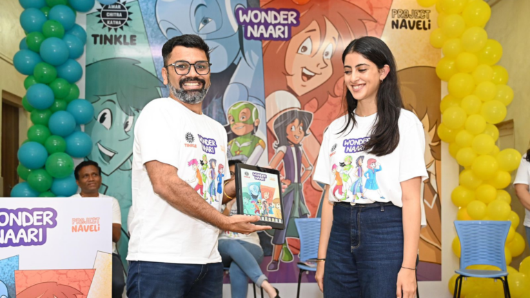 Navya Naveli Nanda with Deepesh from Tinkle for digital launch