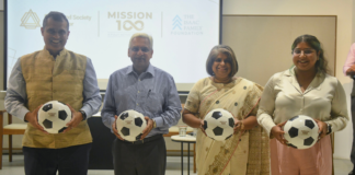 Nandan Kamath, Co-Founder of Sports Society Accelerator with Quess Corp Chairman Ajit Isaac, wife Sarah Isaac, and daughter Tanya Isaac
