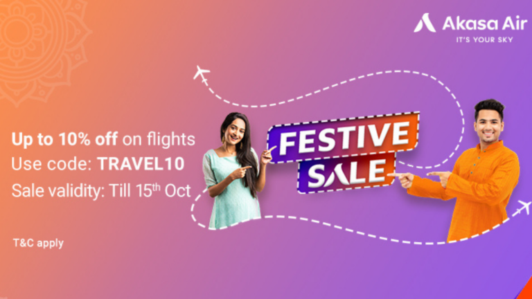Fly High with Akasa Air: Save up to 10% off on bookings during Festive Sale