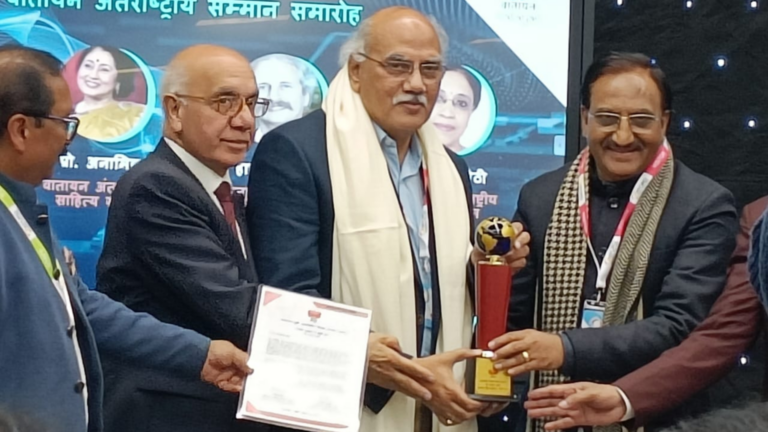 Distinguished Litterateur Shri Santosh Choubey Honoured with the Lifetime Achievement Award at the House of Lords in London