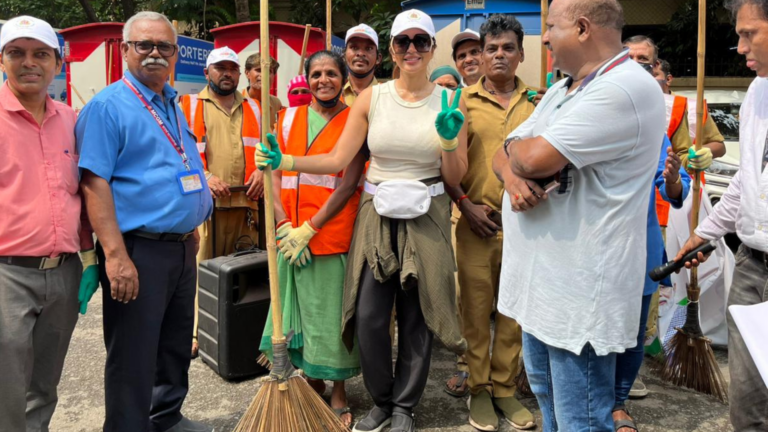 Trending: Shama Sikander sets an example, joins Swachh Bharat Abhiyan to spread awareness around cleanliness with BMC workers and college students