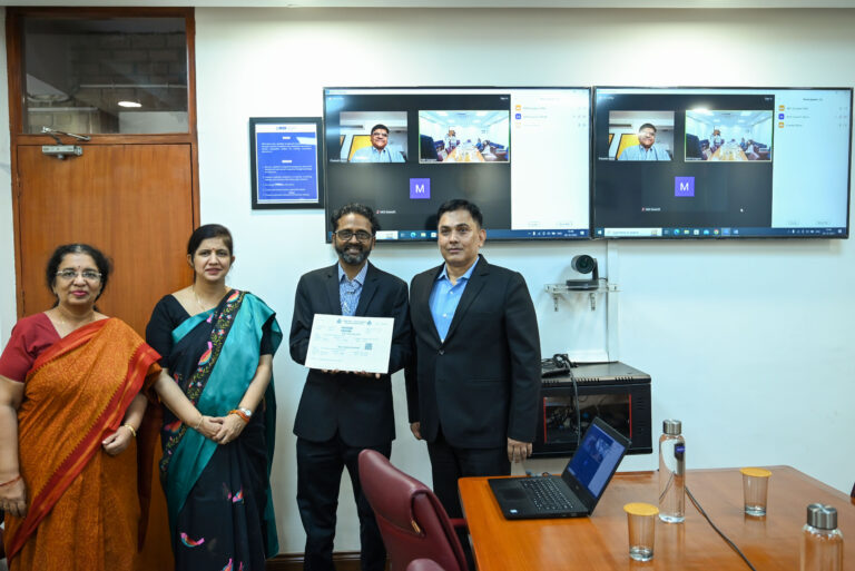 Prof Jain (Dean Administration), Prof Rai (Dean-Industry Connect), Director, Prof Sahay, and Prof Kapoor (Dean Graduate Programmes) along with Mr. Pranesh Mishra, Chairman Brandscapes. (1)