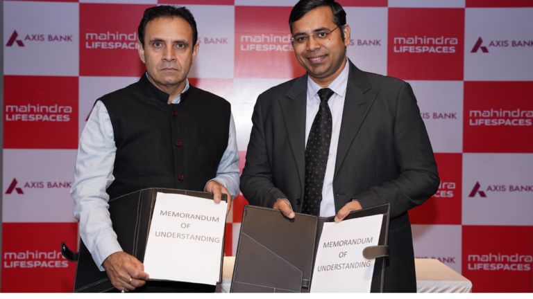 Mahindra Lifespaces and Axis Bank partner to provide Home loans for Green Homes ~ Mahindra Lifespaces customers can avail loans at 0.25% lower rates for green projects.