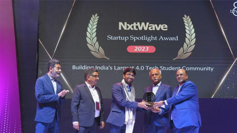 Mr. Shashank Gujjula accepting the award on behalf of NxtWave