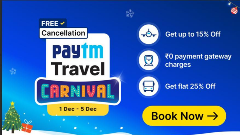 Paytm launches Travel Carnival sale for flights, trains and buses ahead of New Year Holidays with exclusive discounts on booking tickets