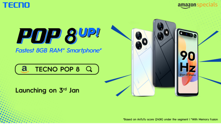 TECNO POP 8 to Launch on 3rd January: The Fastest 8GB RAM Smartphone in the Segment!