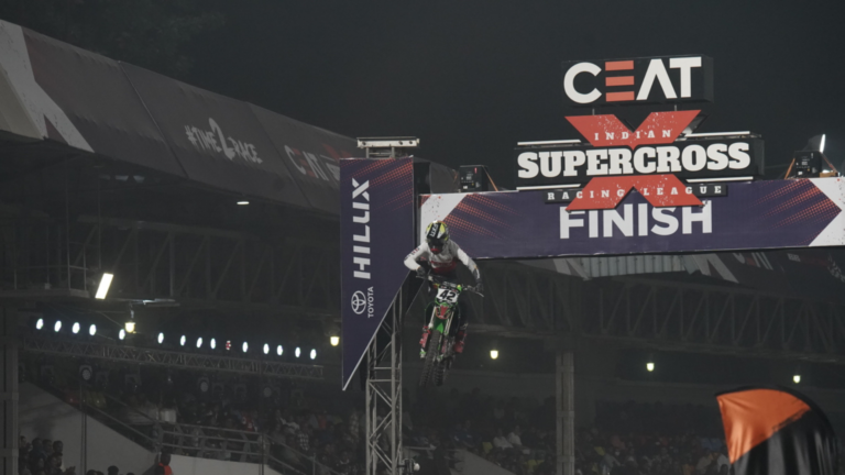 Bigrock Motorsport led by CS Santhosh leads the inagural race for the CEAT Indian Supercross Racing League