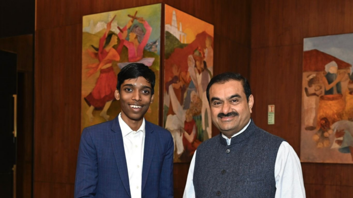Chairman, Gautam Adani with Grandmaster Praggnanandhaa