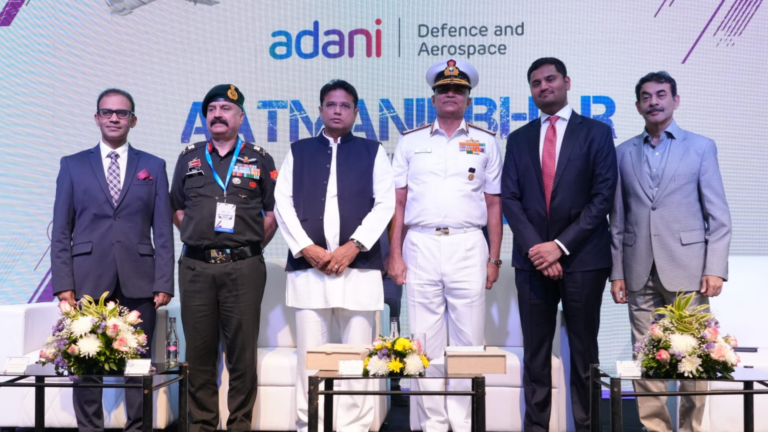Navy chief unveils first indigenously manufactured Drishti 10 UAV of Adani Defence & Aerospace 