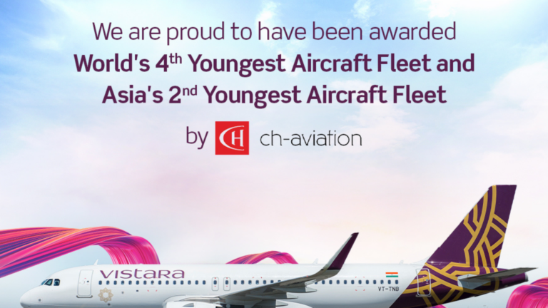 Vistara Wins Prestigious ‘Ch-Aviation World’s 4th Youngest Aircraft Fleet Award 2024’