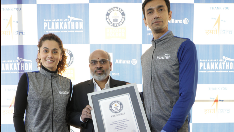 ISRO, Taapsee Pannu and Bajaj Allianz Life come together to create Guinness World Record