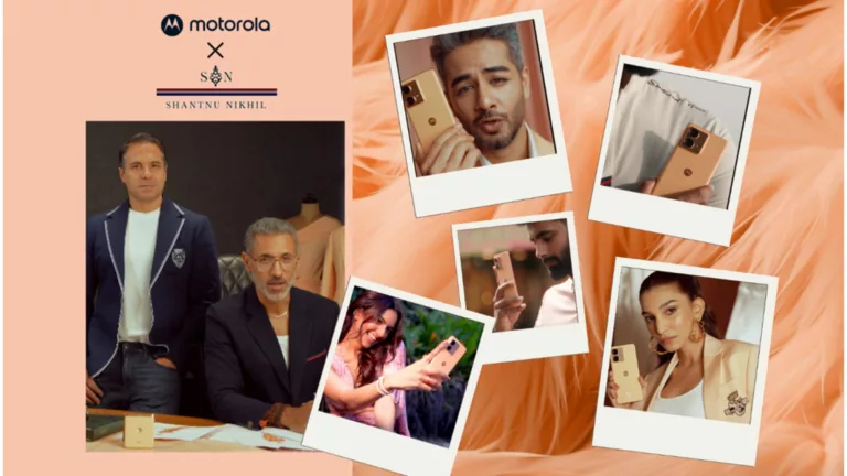 Motorola teams up with Shantanu & Nikhil for the 'Motorola Peach Muse Collection', drawing inspiration from the chic Motorola edge 40 neo in the Pantone color of the year 2024 - Peach Fuzz