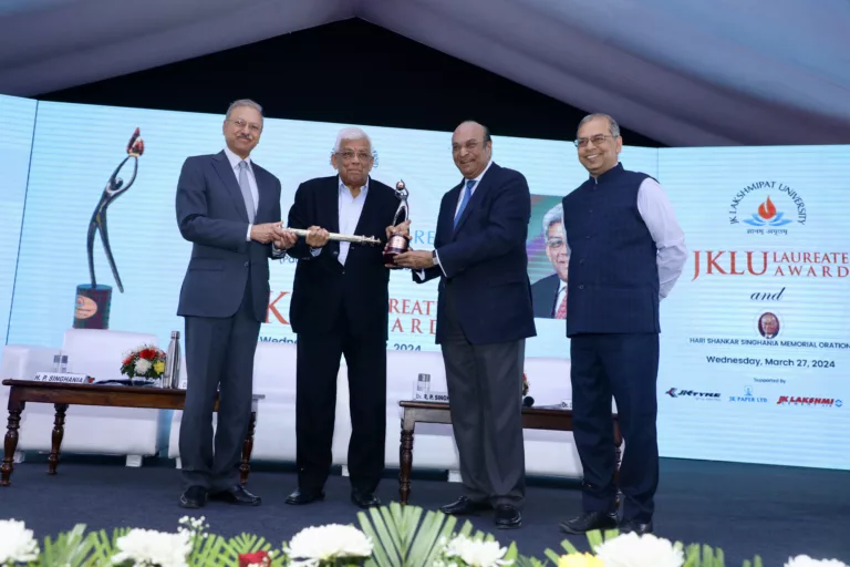 JK Lakshmipat University Honors Visionary Leader Deepak Parekh with Prestigious JKLU Laureate Award