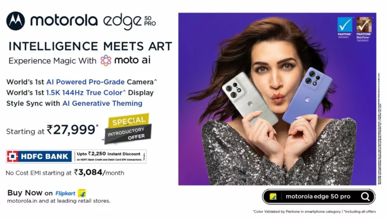 Motorola edge 50 Pro goes on sale in India with the World’s first True Colour Camera and Display - validated by Pantone, disruptive AI features powered by moto AI, 125W wired & 50W wireless Charging, IP68 Underwater protection and more at just Rs. 27,999*