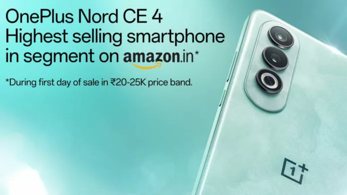 OnePlus Nord CE4 Emerges as the Best-Selling Smartphone During First Day of Sale on Amazon.in